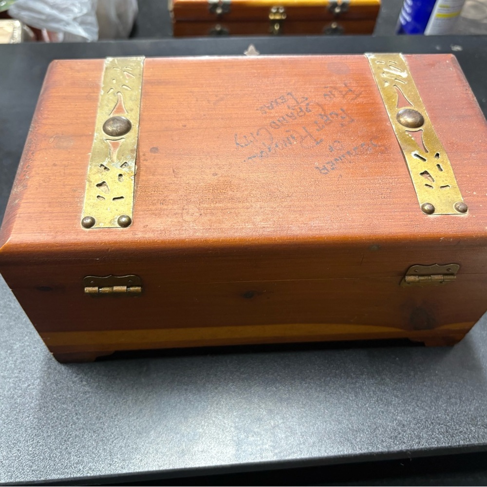 Wooden Decorative Treasure Box with Brass Accents - Brown/Peterson Brothers